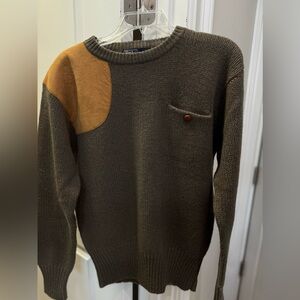 Polo by Ralph Lauren-Men's Size 40 Vintage Crewneck Sweater w/ Suede Patches